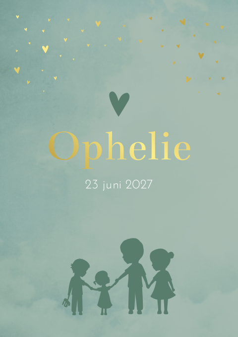 Geboortekaartje Meisje Illustratie Kindjes Hartjes