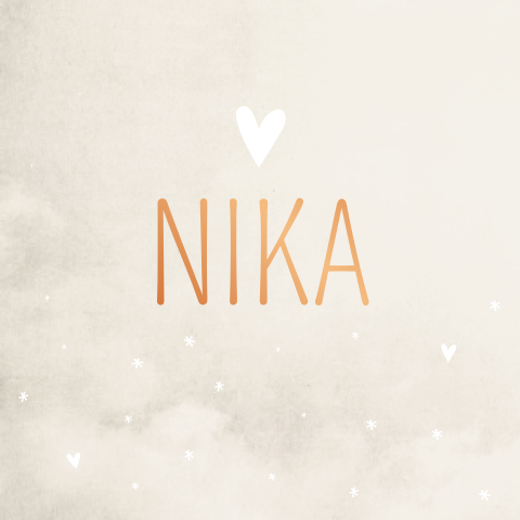 Geboortekaartje meisje beige koperfolie sterretjes