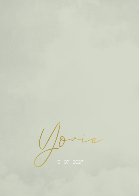 Geboortekaartje jongen velvetlook goudfolie mint