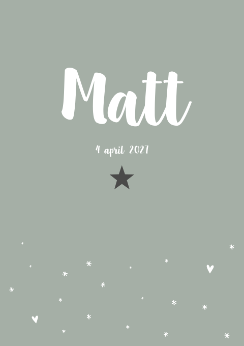 Geboortekaartje Jongen Stoer Sterren Hartjes