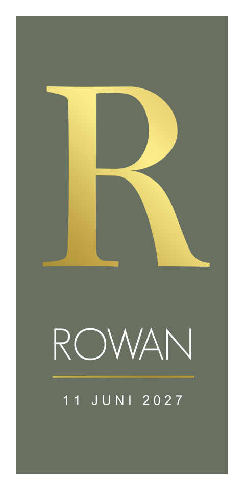 Geboortekaart Jongen Initiaal Groen folie