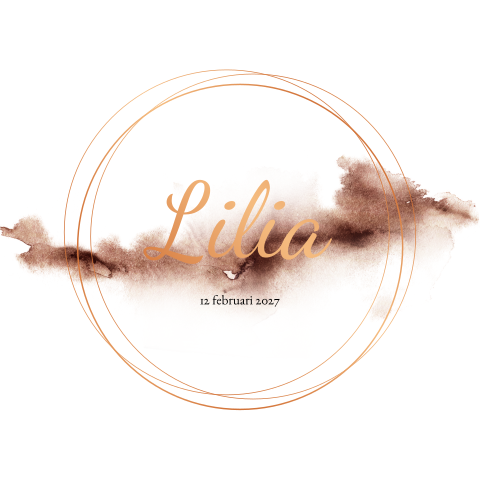 Geboortekaartje meisje stans waterverf koperfolie