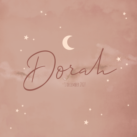 Geboortekaartje meisje roze heelal sterren