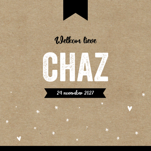 Geboortekaartje jongen stoer kraft zwart