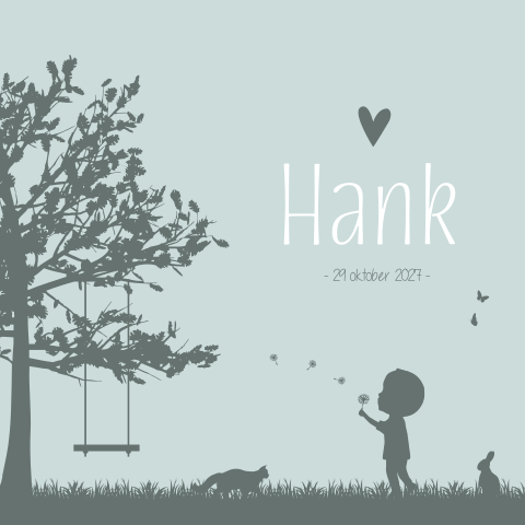 Geboortekaartje jongen Silhouet blauw Dieren