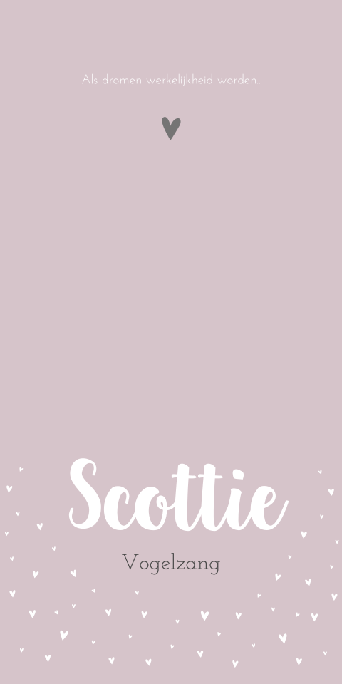 Geboortekaartje Meisje Roze Hartjes Lief