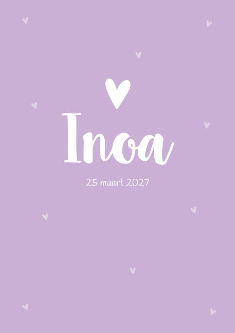 Geboortekaartje Meisje Lila Hartjes