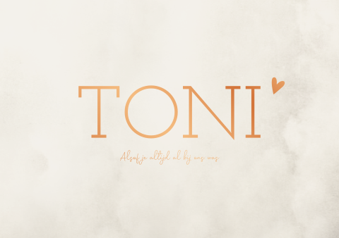 Geboortekaartje beige gewolkt koperfolie jongen