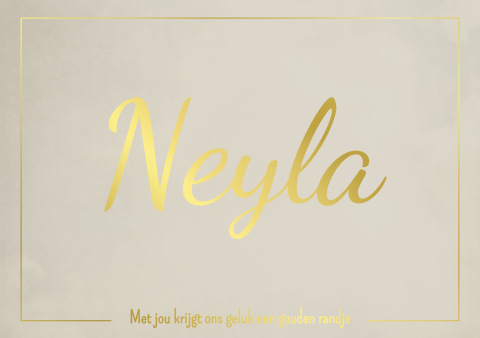 Geboortekaartje meisje goudfolie aquarel beige