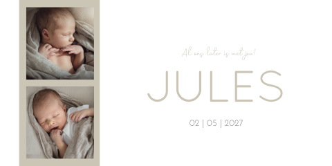 Geboortekaartje taupe jongen foto neutraal