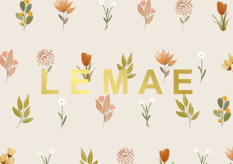 Geboortekaartje Meisje Bloemen Goud Beige