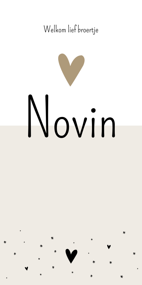 Geboortekaartje Beige Hartjes Stoer Jongen