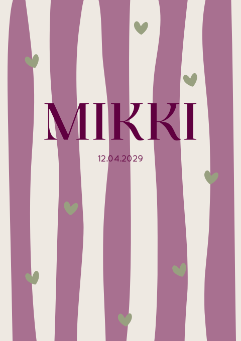 Geboortekaartje Meisje Hartjes Gestreept 