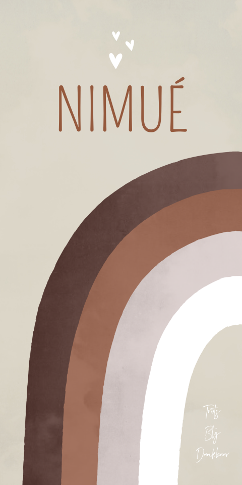 Geboortekaartje Meisje Regenboog Bruin