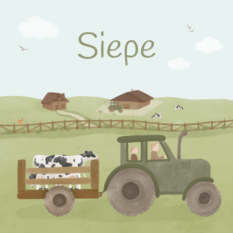 Geboortekaartje koeien boerderij trekker