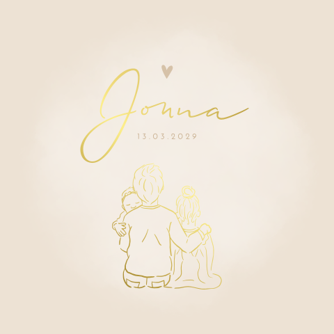 Geboortekaartje Meisje Zusje lijntekening