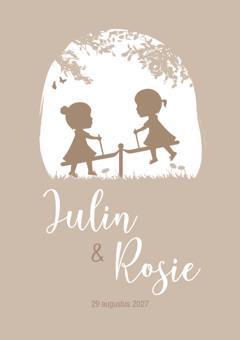 Geboortekaartje Tweeling Roze Zusjes Wipwap