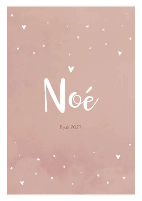 Geboortekaartje Meisje Roze Hartjes Romantisch