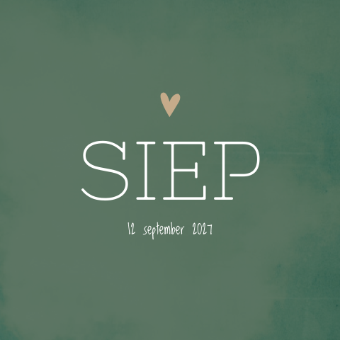 Geboortekaartje jongen groen hartjes bruin