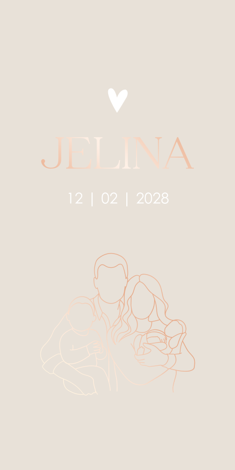 Geboortekaartje Meisje Lijntekening