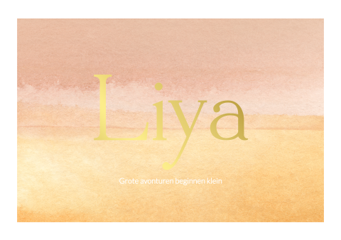 Geboortekaartje meisje Waterverf roze geel