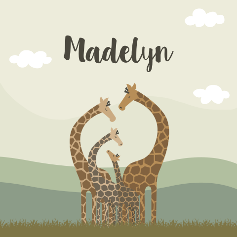 Geboortekaartje Meisje Giraffe Illustratie Safari