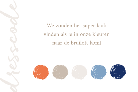 Dresscode kaartje bruiloft hippe kleuren