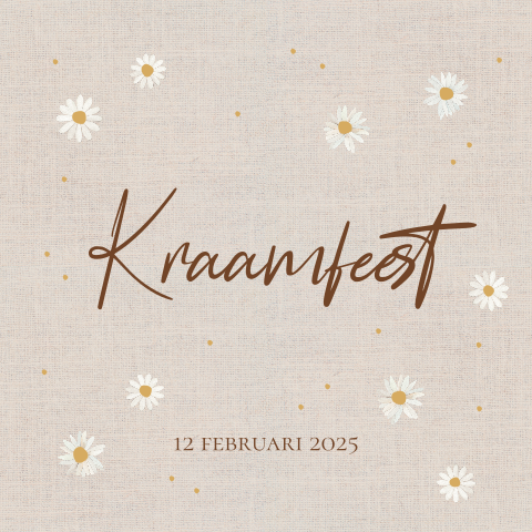 Kraamfeest kaartje zand madeliefjes