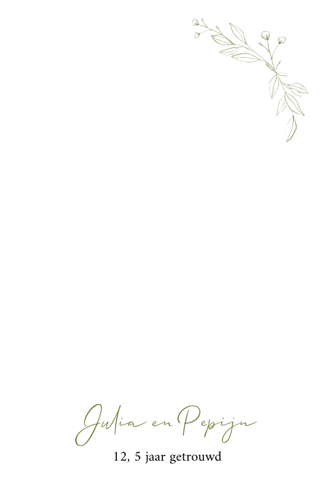 Kaart huwelijks jubileum foto poort doorkijk blaadjes takjes