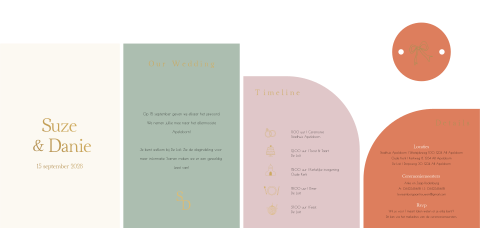 Pocketfold trouwkaart set summer chic kleuren