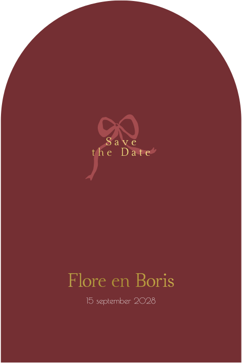 Save the Date boogvorm aubergine paars strik