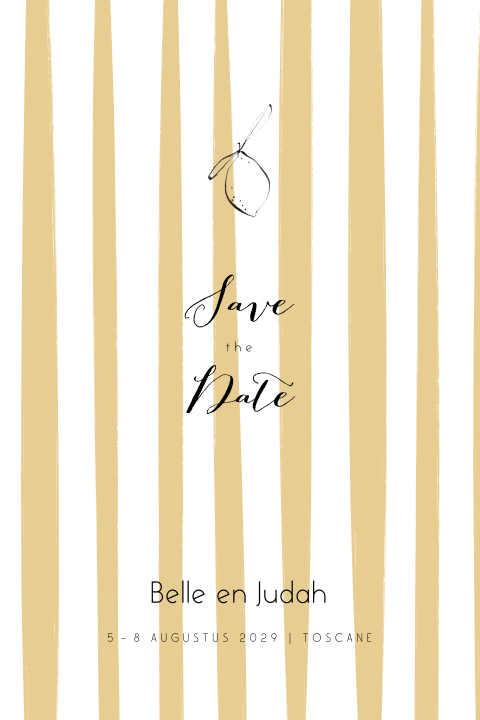 Save the Date mediterraans citroen lijntekening strepen