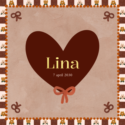 Geboortekaartje meisje hartje boho