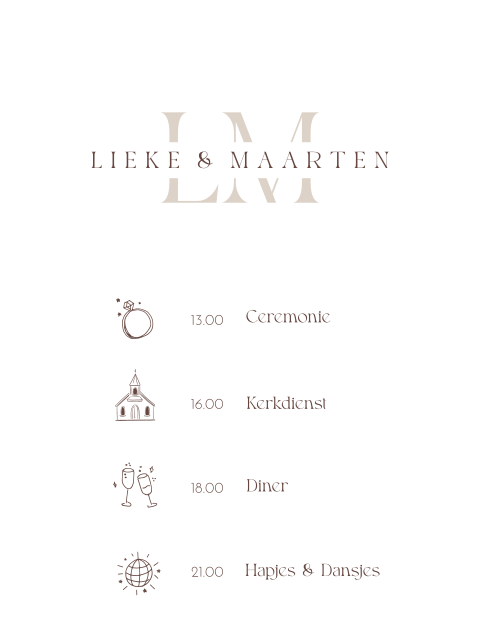 Bord dagplanning trouwlogo