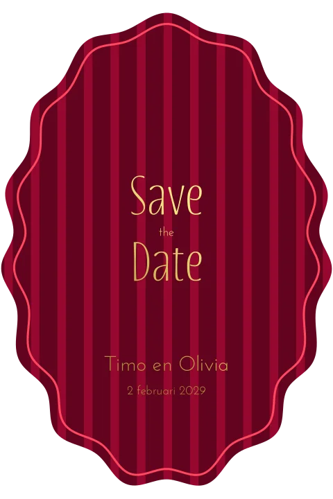 Kleurrijke save the date ovaal met kartelrand