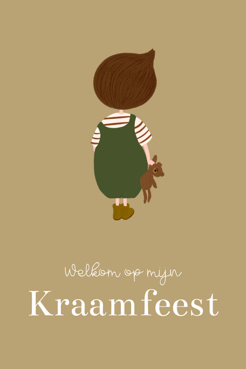 Kraamborrel kaartje jongen tuinbroek knuffel beer