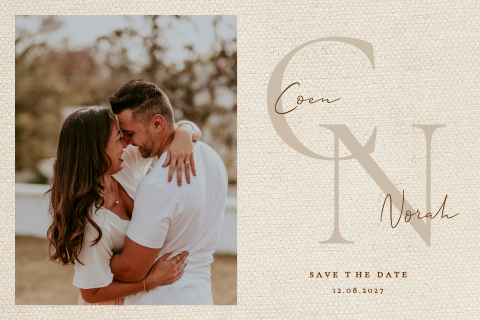 Save the Date kaart linnen look foto