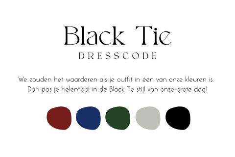 Dresscode kaartje bruiloft Black Tie
