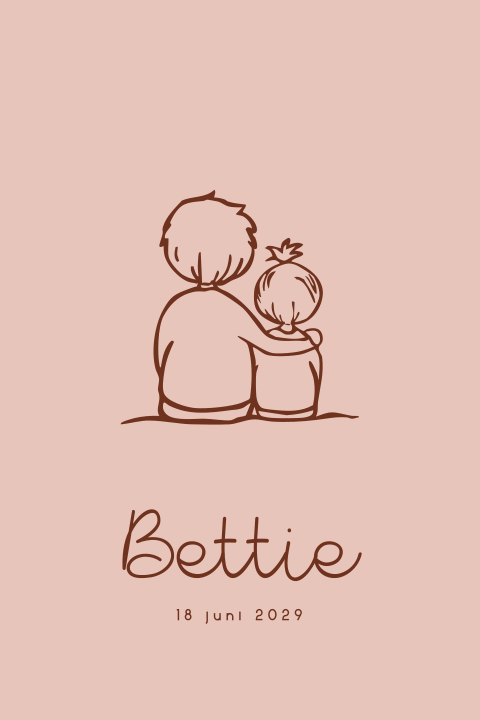 Geboortekaartje meisje lijntekening broer met zusje