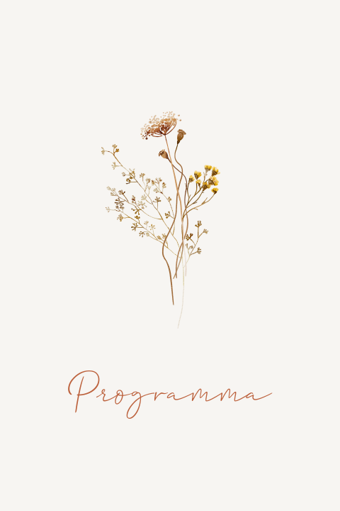 Dagprogramma bruiloft veldbloemen aardetinten