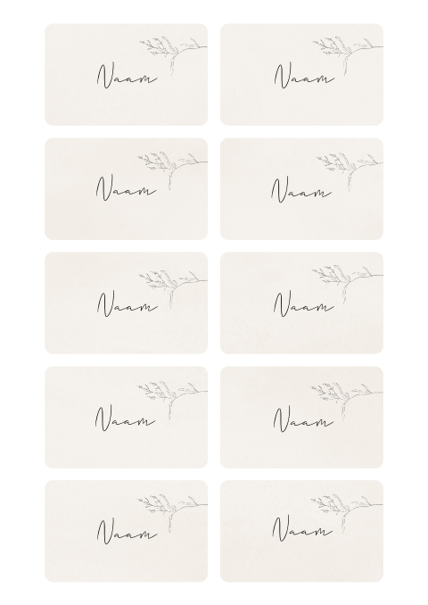 Naamkaartjes bruiloft schets takje