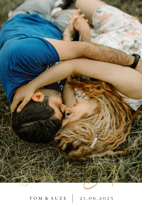 Save the Date foto en gouden tekst