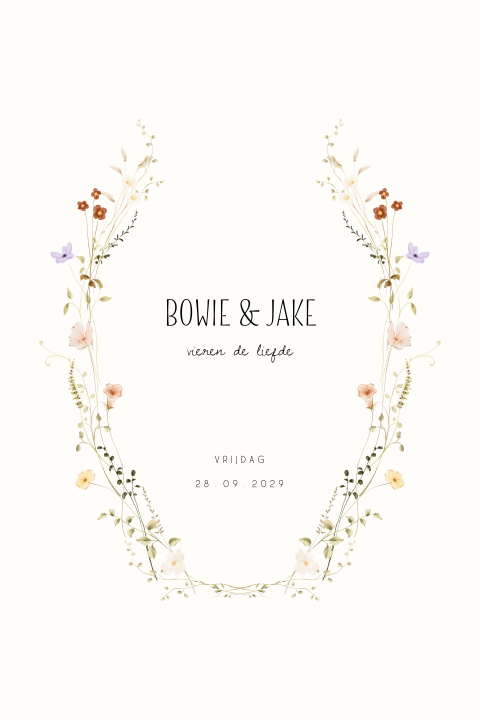 Trouwkaart summer chic kleurrijke bloemen