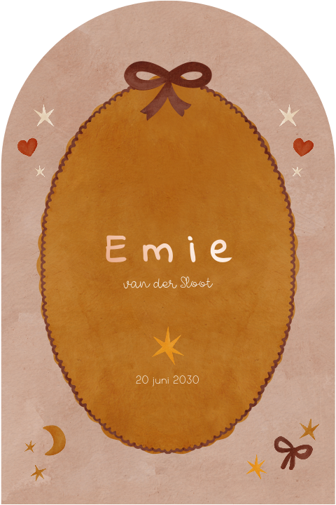 Geboortekaartje meisje boho eclectic sterren strikjes