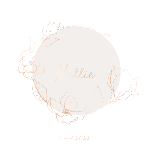 Geboortekaartje bloemenkrans rosefolie