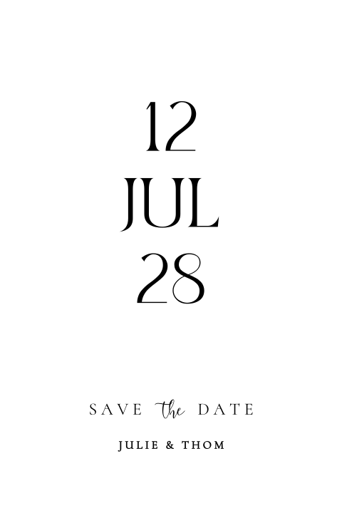 Save the Date minimalistisch zwarte tekst