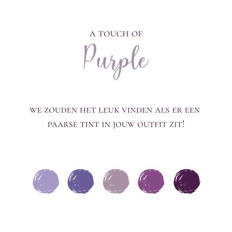 Dresscode kaartje bruiloft paarse tinten