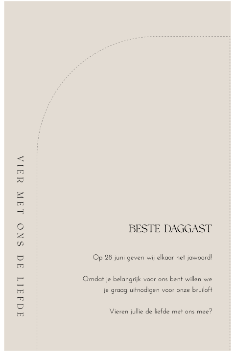 Trouwkaart set boog dagplanning neutrale kleuren