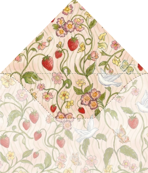 Inlegvel binnenkant envelop bloemen duiven