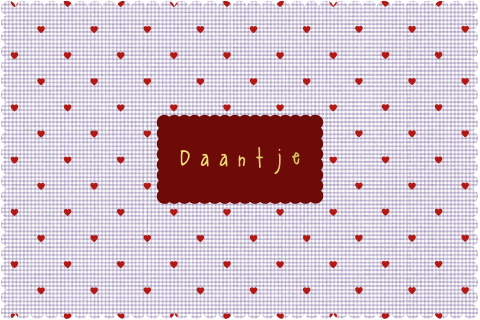 Geboortekaartje meisje lila ruitjes patroon hartjes